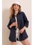 3900 Oversize Uzun Basic Gömlek - Lacivert 5