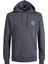12205081 Jjeshark Sweat Hood Noos Erkek Sweat Dark Grey Melange/printwhite 4