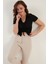 Büzgü Detaylı Polo Yaka Dar Kesim Crop Bluz Bayan Bluz 5865014 4