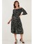 Çiçekli Carmen Yaka Truvakar Kol Midi Elbise Bayan Elbise 5863718 4