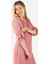 Keten Midi Elbise Pembe 3
