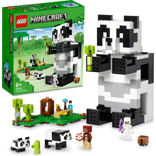 LEGO® Minecraft Panda Barınağı 21245 - 8 Yaş ve Üzeri Çocuklar Için Panda Gibi Görünen ve Hareket Eden Oyuncak Yapım Seti (553 Parça)