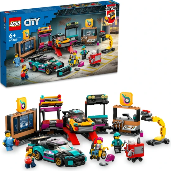 LEGO® City Araç Modifiye Atölyesi 60389 - 6 Yaş ve Üzeri Çocuklar Için 2 Kişiselleştirilebilir Araba Içeren Oyuncak Yapım Seti (507 Parça)