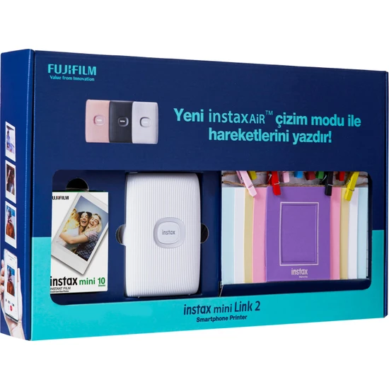 Instax Mini Link 2 Beyaz Akıllı Telefon Yazıcısı Bundle Box