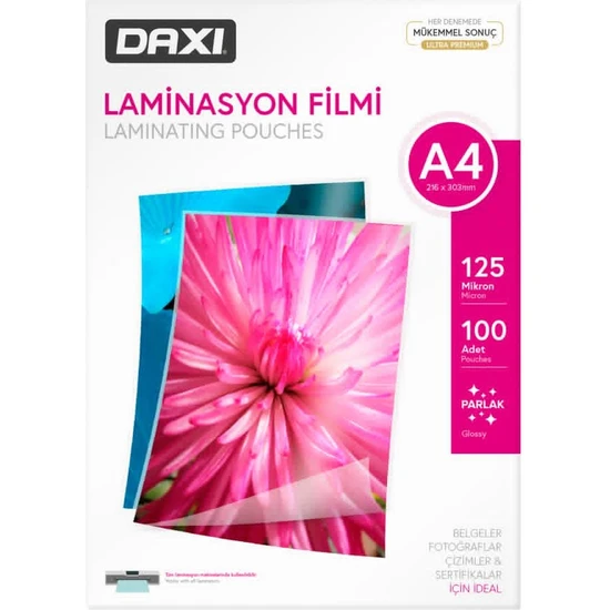 Daxi A4 Laminasyon Filmi 125 Mikron Parlak 100'lü