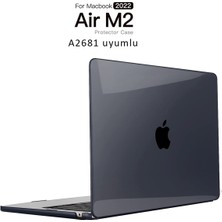 Fibaks Apple Macbook Air M2 Çip 13.6 A2681 2022 Kılıf 360 Derece Siyah Transparan Esnek Tam Koruma Kapak