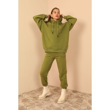 Kaktüs Üç İplik Kumaş Uzun Kol Oversize Kadın Sweatshirt