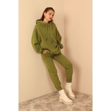 Kaktüs Üç İplik Kumaş Uzun Kol Oversize Kadın Sweatshirt