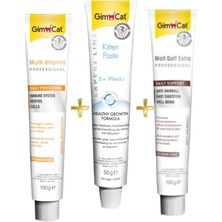 Gimcat Kedi Ödülleri Multivitamin 100 g, Kitten Paste 50 g ve Malt Soft Extra 100 g 6 Haftalık Yaş İçin Lezzetli