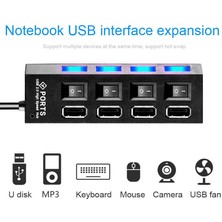 4 USB Port Çoklayıcı Anahtarlı Işıklı Çoğaltıcı Switch 2.0