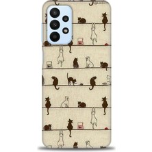 Kılıf Evreni Samsung Galaxy A23 4g Kılıf Hd Baskılı Kılıf - Kedi-4 + Temperli Cam