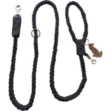 Balkonda Köpek gezdirme kayışı boyun tasmalı özel örme halat siyah metal kalın kancalı halat kalınlık:12mm gezdirme kayışı:165cm boyun tasması: standart ayarlamalı dog leash TB6-1