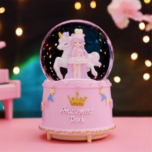 Keyfim Shop Sevimli Kız Dönen Işıklı Müzikli Püskürtmeli Büyük Boy Kar Küresi