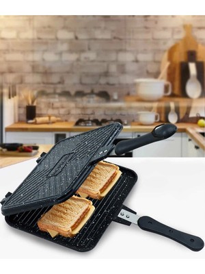 Emr Döküm Granit Teflon Ocak Üstü Tost Makinası - El Tostu