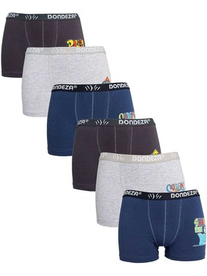 Dondeza 6 Adet Düz Baskılı Erkek Çocuk Boxer 506