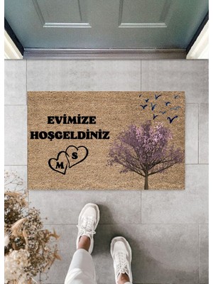 Müdavim Home Modern Dekoratif Dijital Baskı - Kişiye Özel Tasarım Baş Harf Temalı Kapı Önü Paspası