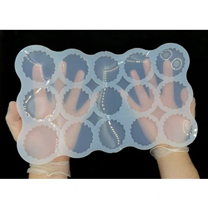 Epoksi Silikon Kalıp / 15li Magnet Kalıbı / 15li Geode Magnet Kalıbı / Stil 2
