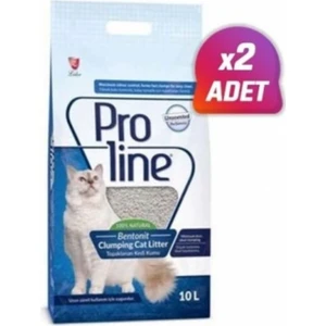 Pro Line 2 Adet - Proline Parfümsüz Topaklanan Bentonit Kedi Kumu 10 Lt