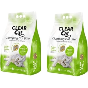 Clear Cat 10 Lt x 2 Adet Clearcat Marsilya Sabun Kokulu Bentonit Doğal Topaklaşan Kedi Kumu