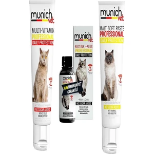 Munich Vet 3'lü Set Multi Vitamin Macunu 100 gr Kedi Maltı 100 gr Kedi Biotine