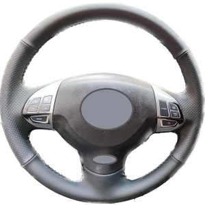 İskender Oto Aksesuar Mitsubishi Lancer -L200 Deri Sökülmeden Yapılmaya Uygun (2012-2014) Krom Kapaklı Soft Spor  Direksiyon Kılıfı