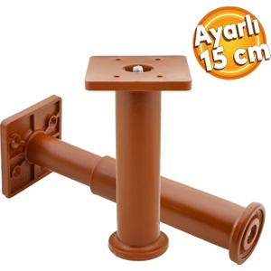 Ayarlanabilir Kare Mobilya Kanepe Koltuk Baza Destek Yükseltici Yükseltme Ayağı 15 Cm Kahve Ayakları