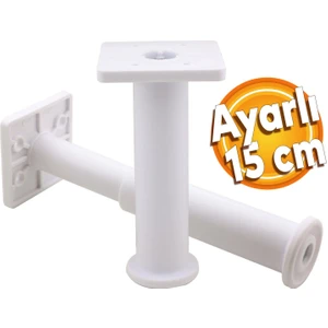 Ayarlanabilir Kare Mobilya Kanepe Koltuk Baza Destek Yükseltici Yükseltme Ayağı 15 Cm Beyaz Ayakları
