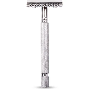 Pearl Shaving Krom Kaplama Uzun Saplı Taraklı Agresif Jiletli Geleneksel Tıraş Makinesi, Tahrişsiz Manuel Tıraş Bıçağı, Haftada 1 veya daha seyrek tıraş olanlar için uygundur SS-04OC