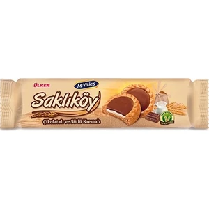 Saklıköy Çikolata Sütlü Kremalı Bisküvi 18 x 100 gr