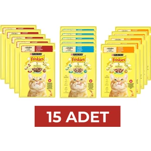 Sığır Etli & Somonlu & Tavuklu Karışık Yaş Kedi Maması 85 gr x 15 Adet