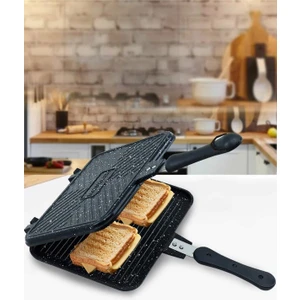 Döküm Granit Teflon Ocak Üstü Tost Makinası - El Tostu