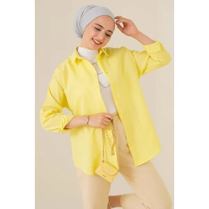 103901 Oversize Basic Tesettür Gömlek - Sarı