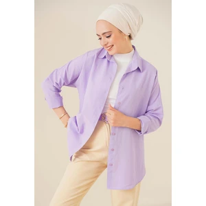 103901 Oversize Basic Tesettür Gömlek - Lila