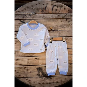 Defneli Bebe Pamuklu Bulut Desenli Kız Erkek Bebek Pijama Ikili Takım