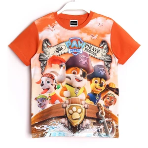 3D Paw Patrol Prate Rescue Movie Baskılı Çocuk T-Shirt Turuncu