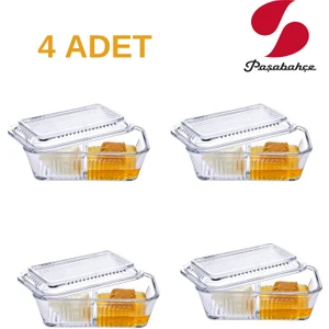4 Lü Frigo Studio Bölmeli Cam Saklama Kabı 480 cc