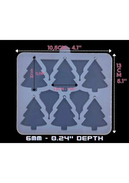 Epoksi Silikon Kalıp / 6lı Çam Ağacı Kalıbı / Yeni Yıl Silikon Kalıp