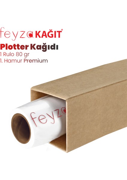 Feyza Kağıt 1. Hamur Premium Opak 80 gr Plotter Çizim Kağıdı 45 cm x 50 mt 1 Rulo