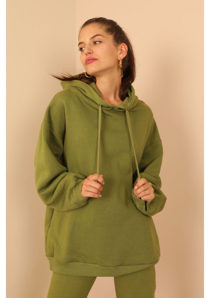 Üç İplik Kumaş Uzun Kol Oversize Kadın Sweatshirt fırsatları