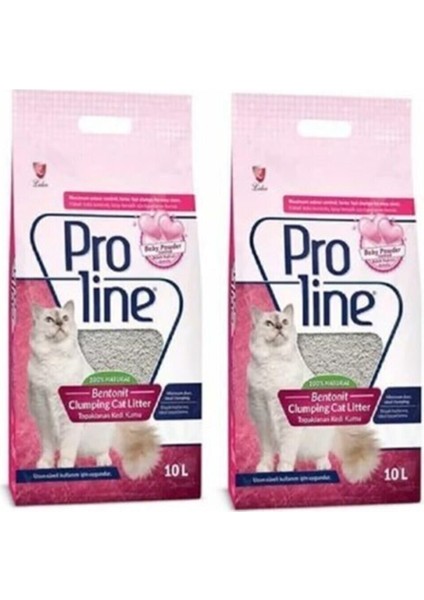Pro Line Bebek Pudrası Kokulu Kedi Kumu 10LT. x 2 Adet