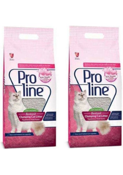 Pro Line Bebek Pudralı Bentonit Topaklanan Kedi Kumu 5 Lt x 2 Adet