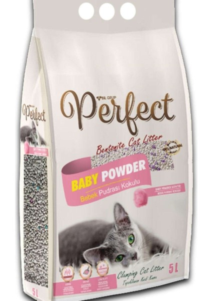 Bebek Pudrası Kokulu Bentonite Ince Kedi Kumu 5 Lt