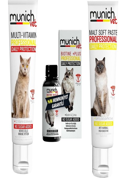 3'lü Set Multi Vitamin Macunu 100 gr Kedi Maltı 100 gr Kedi Biotine