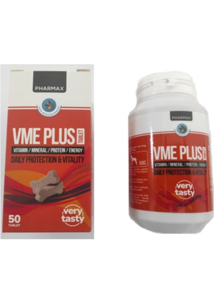 Vme Plus Köpek Vitamin, Mineral, Protein ve Enerji Tableti 50 Tablet Tek