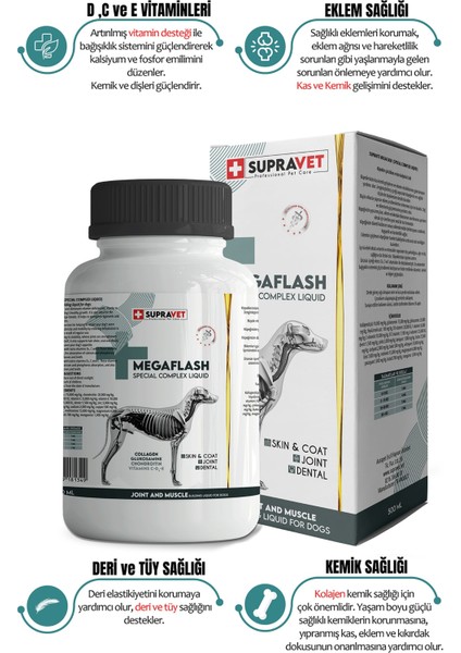 Supra Vet Köpekler Için Eklem ve Kas Geliştirici Likit Megaflash +Xxl 500 ml (Special Complex Liquid