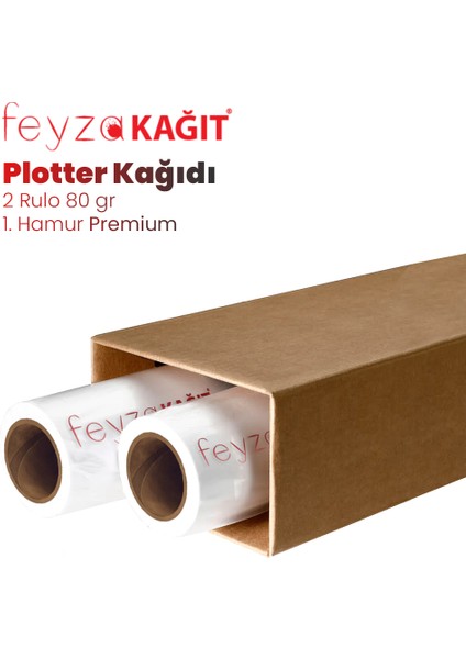 Feyza Kağıt 1. Hamur Premium Opak 80 gr Plotter Çizim Kağıdı 75 cm x 100 mt 2 Rulo