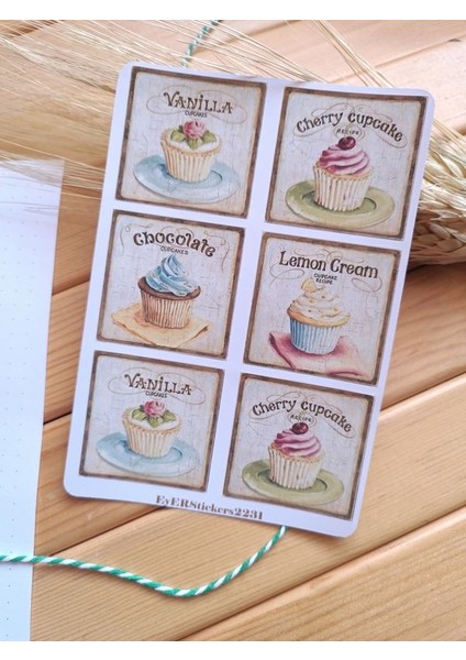 EyER Shoping Vintage Büyük Kara Cupcake Sticker Bullet Journal Için Uygundur