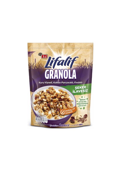 Lifalif Granola Kuru Vişneli, Kakao Parçacıklı, Fındıklı 200 G