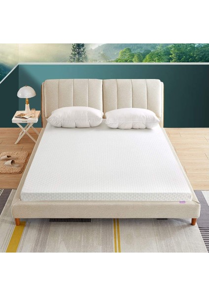 Visco Yatak Pedi 10 cm Yer Yatağı Yıkanabilir Aloe Vera Lastikli Şilte