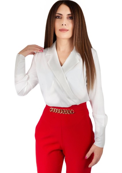 Zincir Detaylı Pantolon Kırmızı